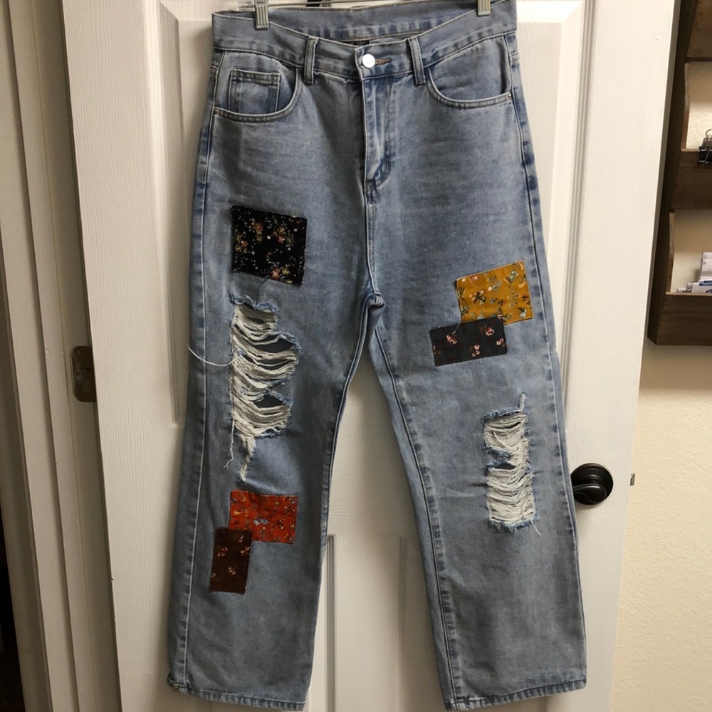 Cider Patchwork Distressed Jeans Large